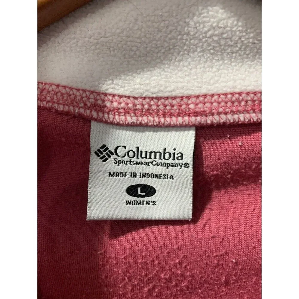 Columbia Women's Size L Quarter Zip Long Sleeve Fleece Pink Lightweight Jacket